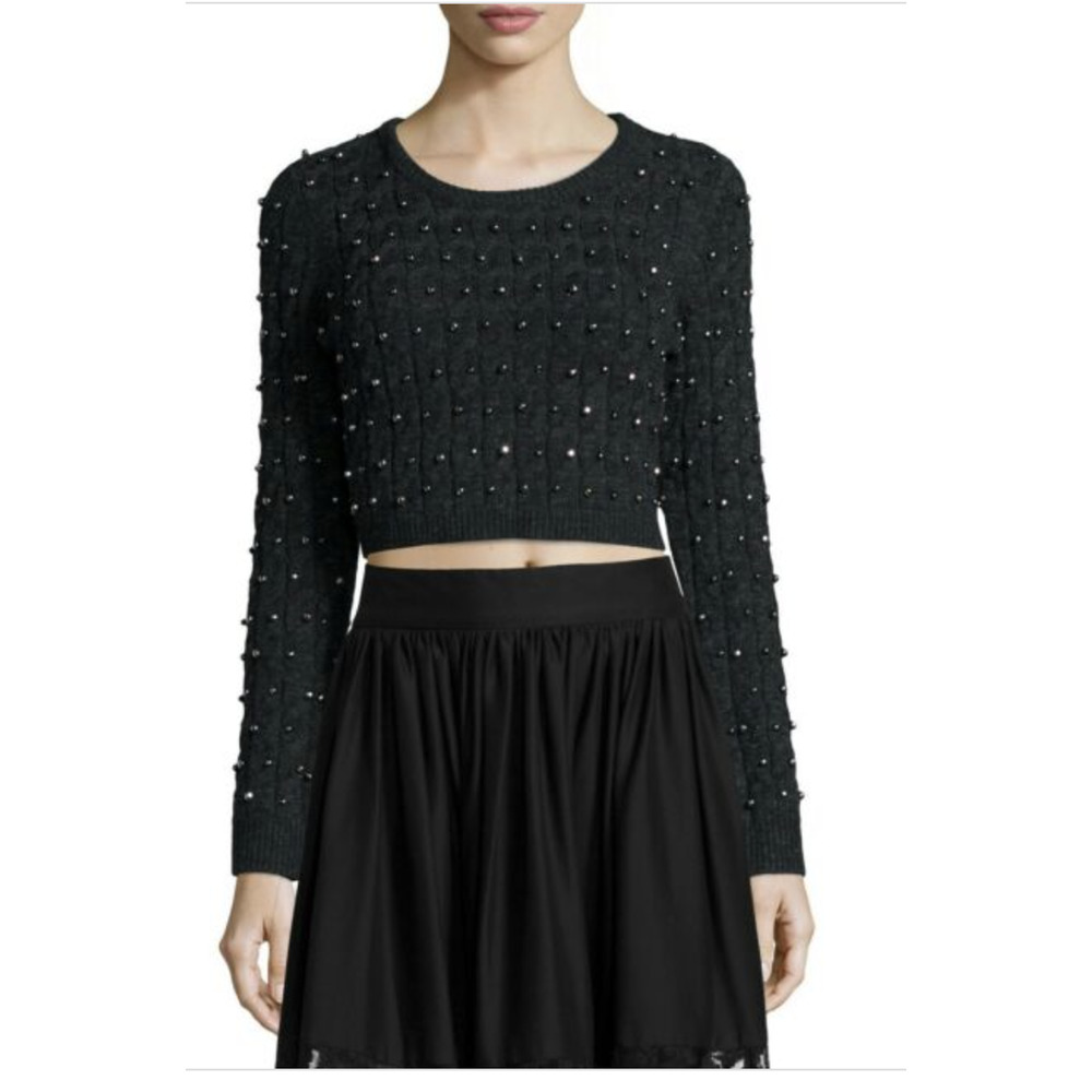 Alice + Olivia Ora Cropped Wool Pullover Sweater S